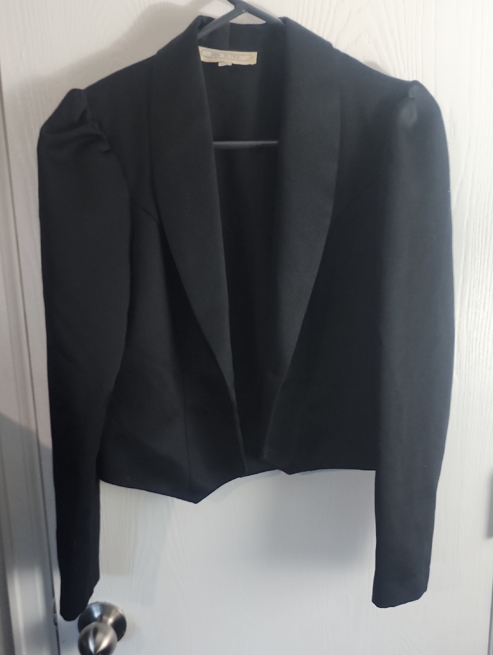 Women's Black Cropped Blazer Jacket - Classic Open-Front Tailored Style